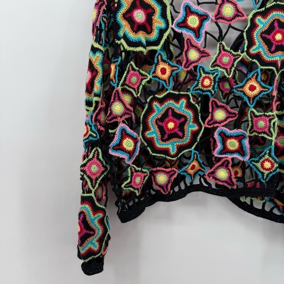 NORM THOMPSON VTG CROCHET RAINBOW Artsy CottageCore GRANDMAcore SWEATER BOHO - Picture 6 of 9